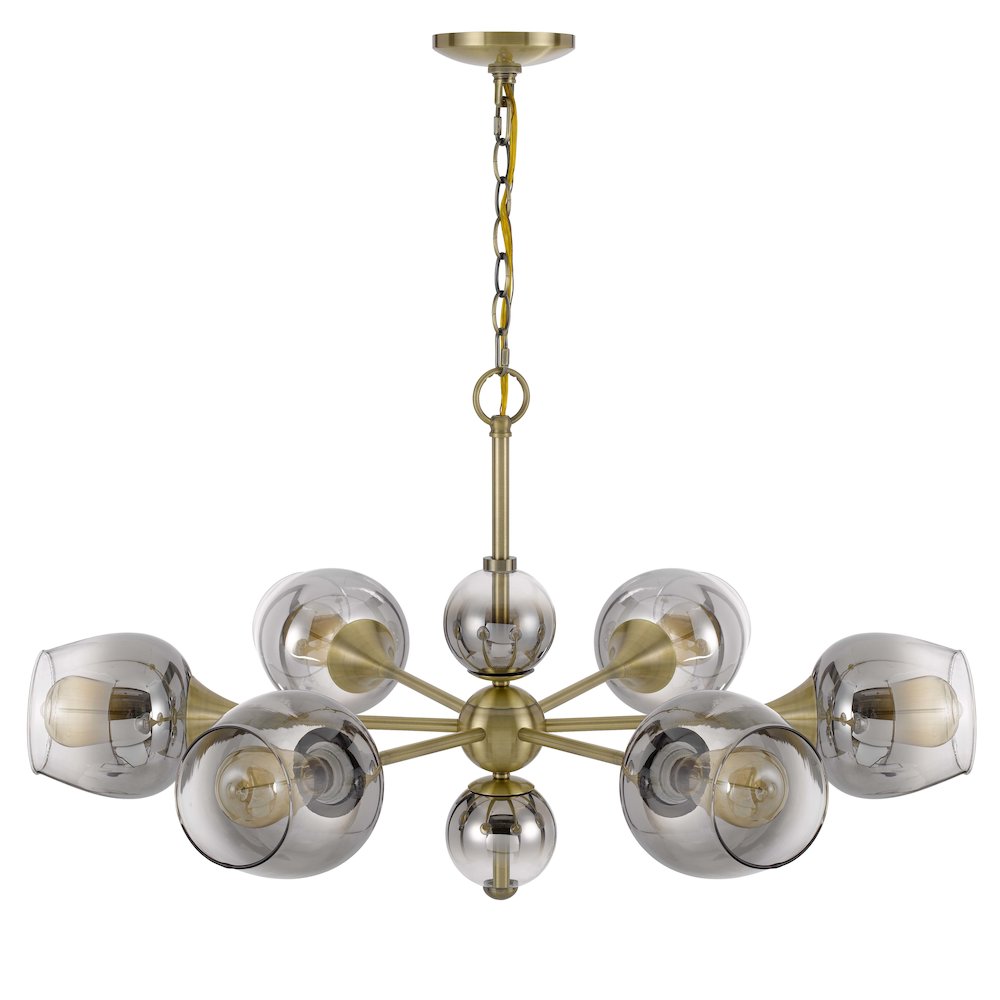 60W X 6 Pendleton Metal Chandelier With Electoral Plated Smoked Glass Shades. Picture 1