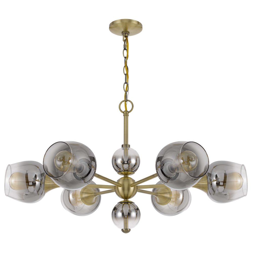 60W X 6 Pendleton Metal Chandelier With Electoral Plated Smoked Glass Shades. Picture 5