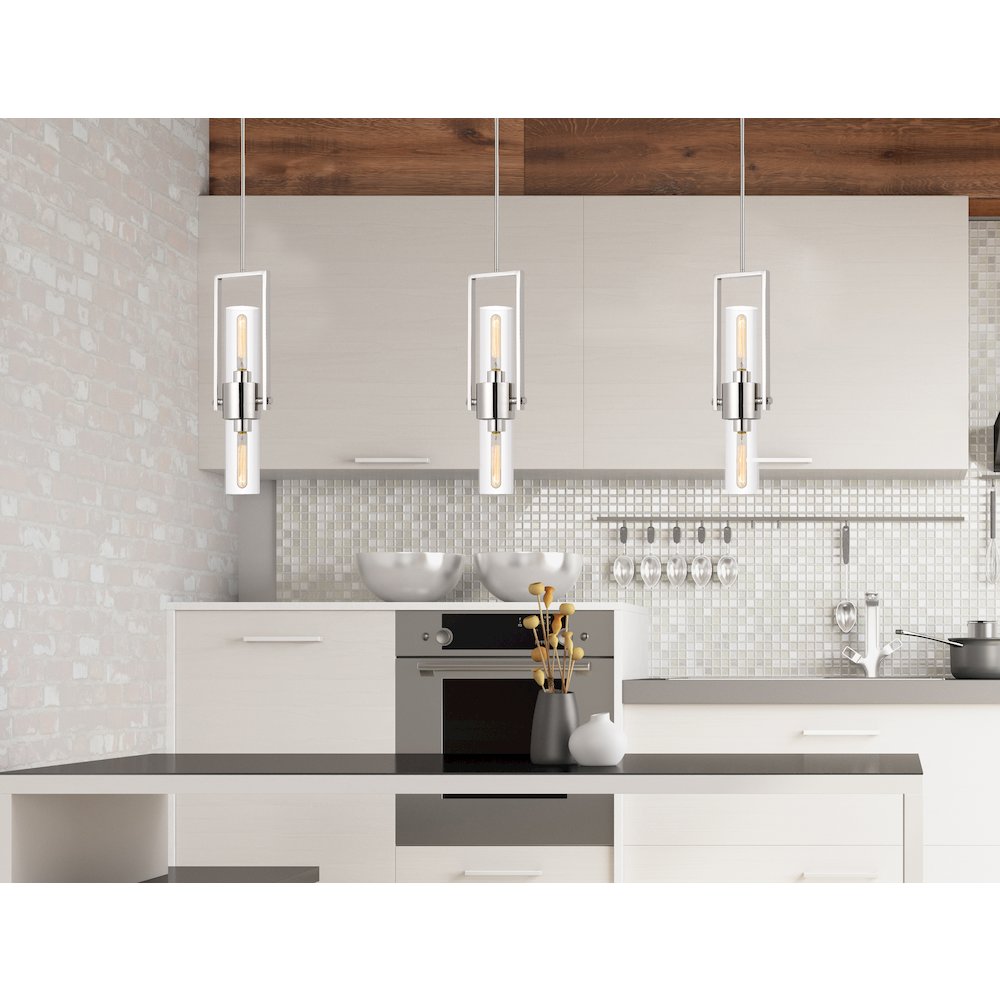 60W Redmond Metal Pendant With Clear Glass Shade. Picture 4