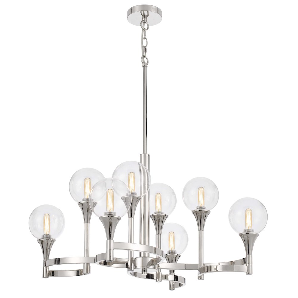 15W X 8 Milbank Metal Chandelier And Clear Round Glass Shades. Picture 4