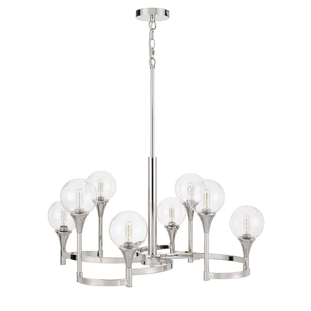15W X 8 Milbank Metal Chandelier And Clear Round Glass Shades. Picture 5