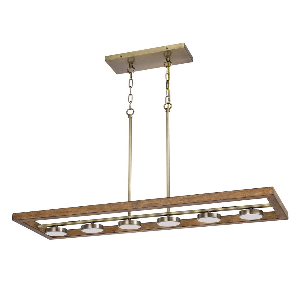 2200 Lumen Kelso Dimmable Intergrated Led Rubber Wood Island Chandelier. Picture 1