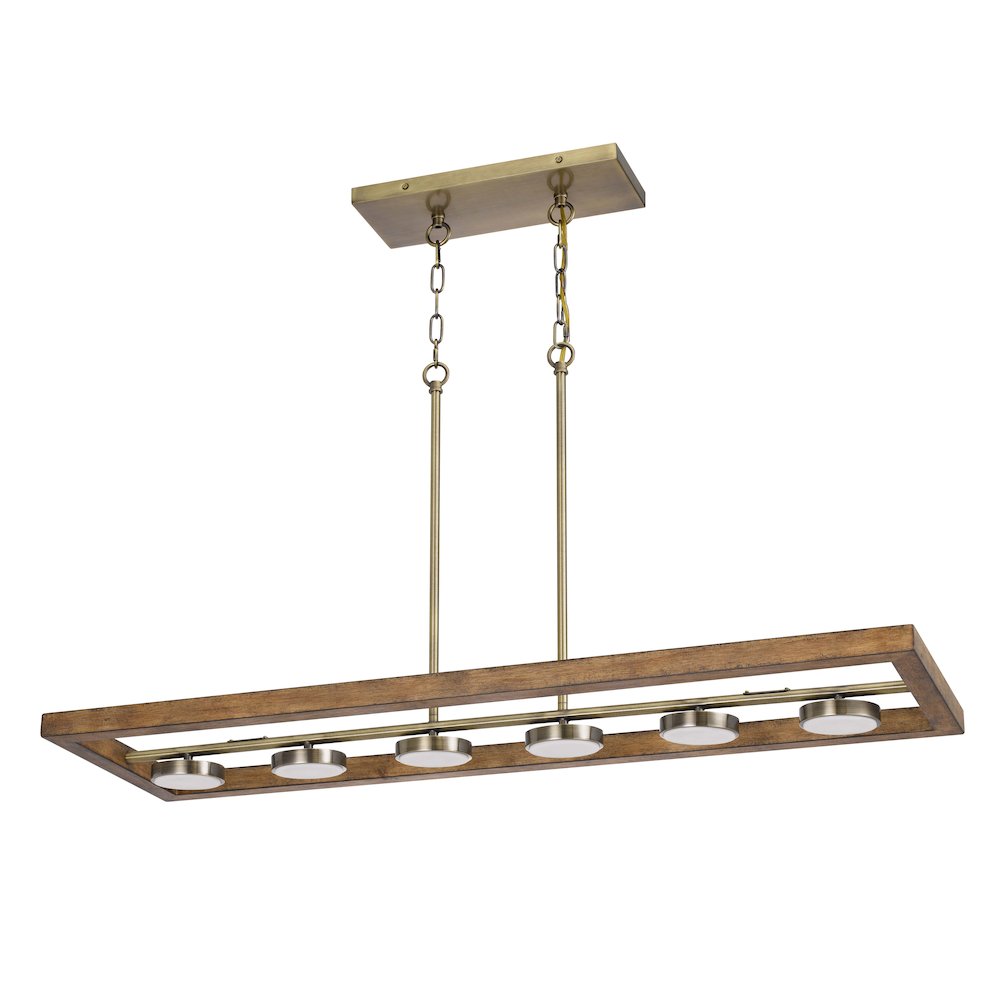 2200 Lumen Kelso Dimmable Intergrated Led Rubber Wood Island Chandelier. Picture 1