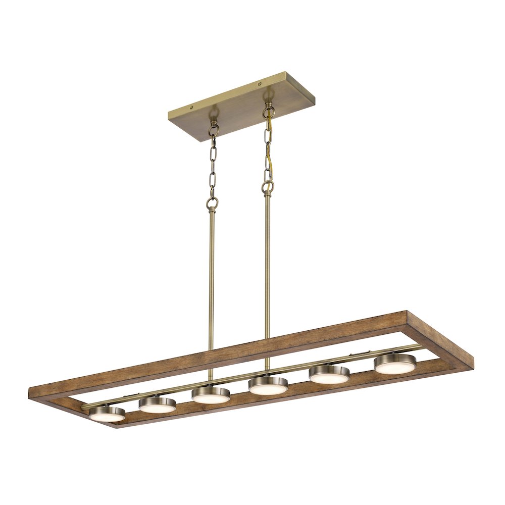 2200 Lumen Kelso Dimmable Intergrated Led Rubber Wood Island Chandelier. Picture 4