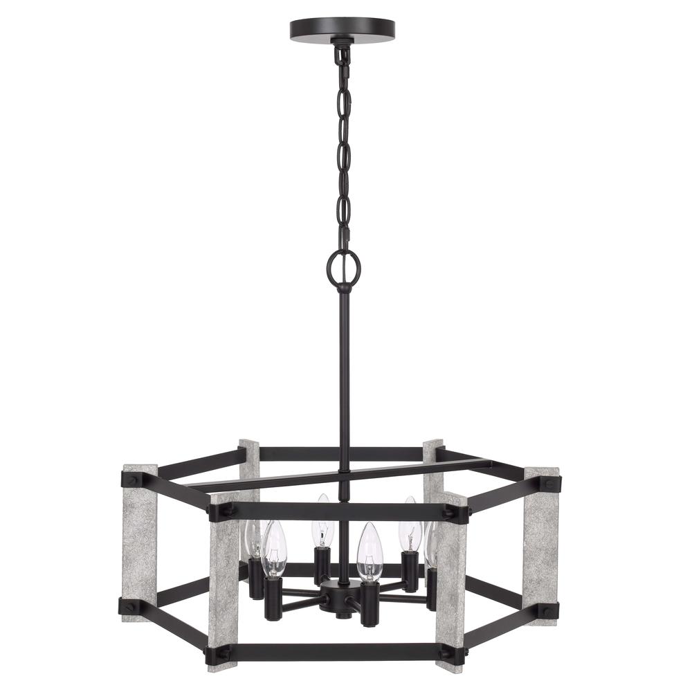 60W X 6 Rutland Hammered Metal Chandelier. Picture 1