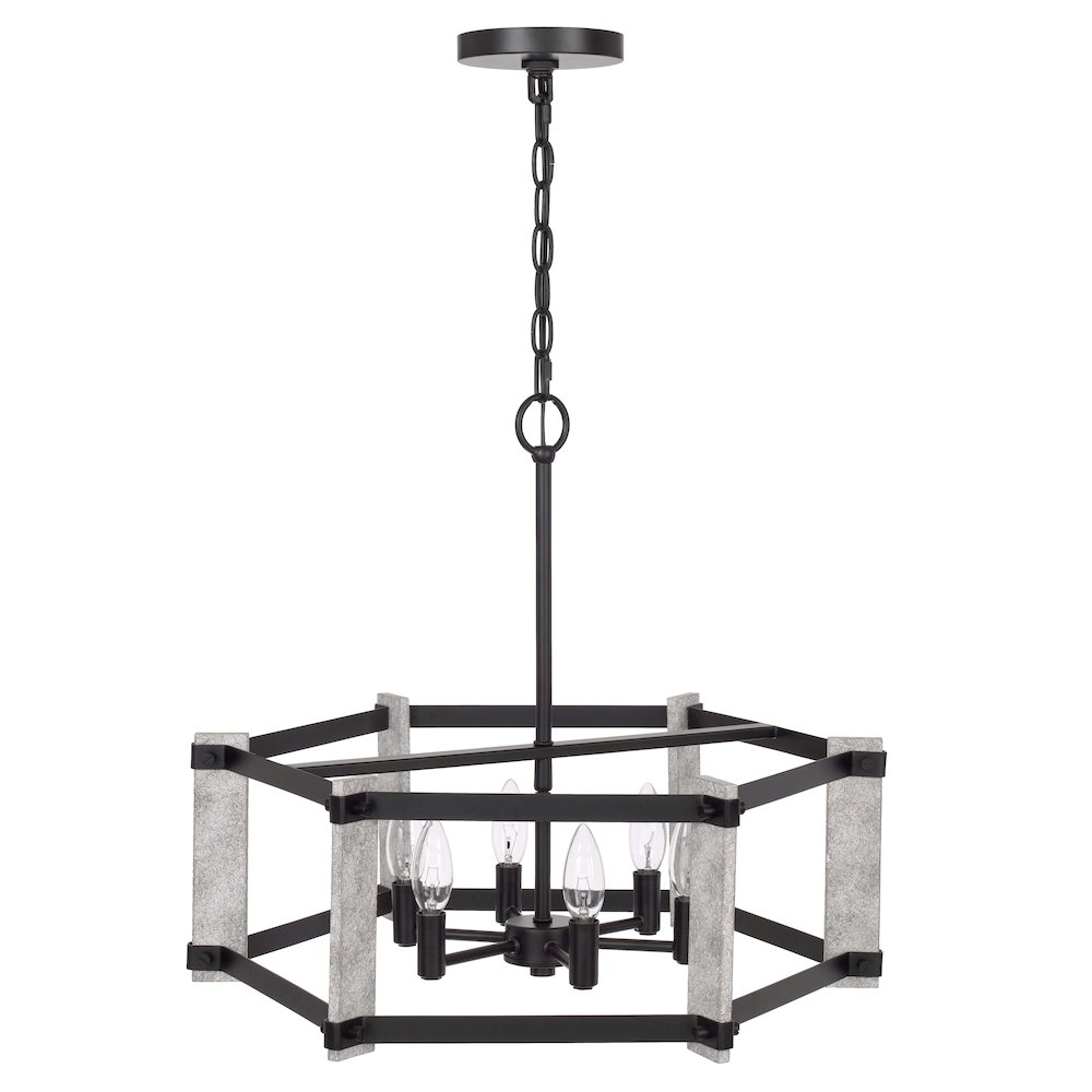 60W X 6 Rutland Hammered Metal Chandelier. Picture 1