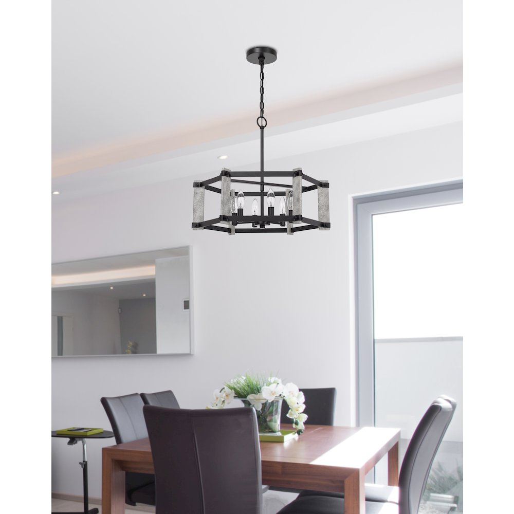 60W X 6 Rutland Hammered Metal Chandelier. Picture 2