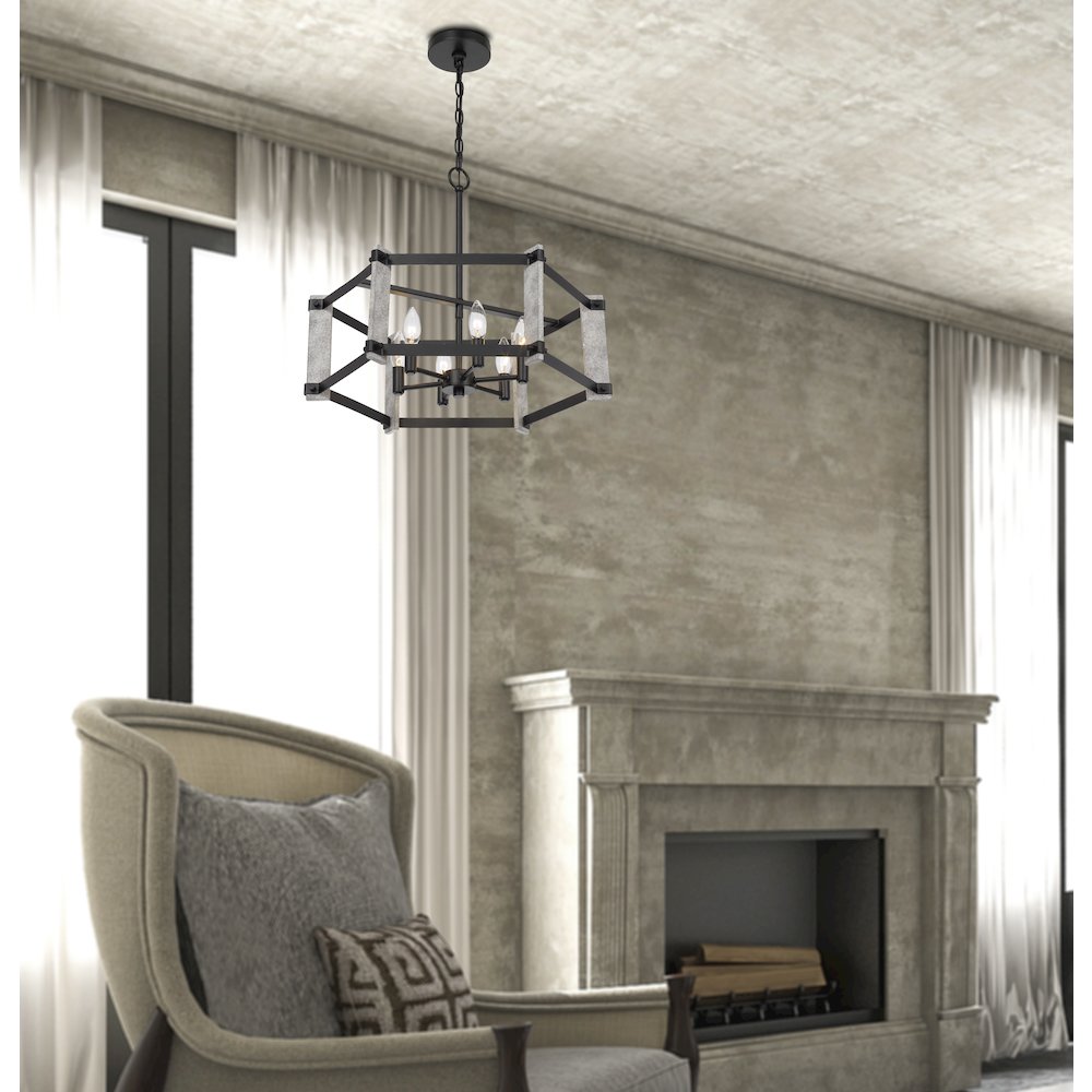 60W X 6 Rutland Hammered Metal Chandelier. Picture 3
