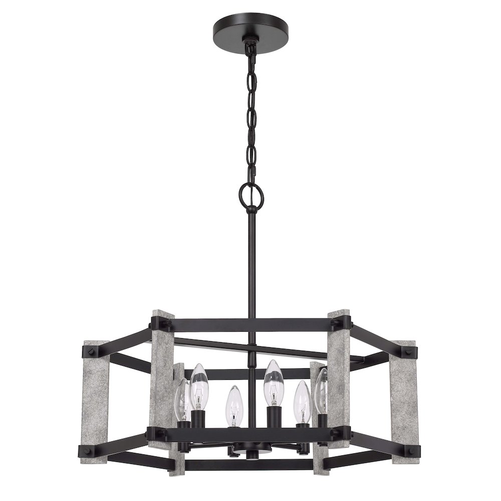 60W X 6 Rutland Hammered Metal Chandelier. Picture 5