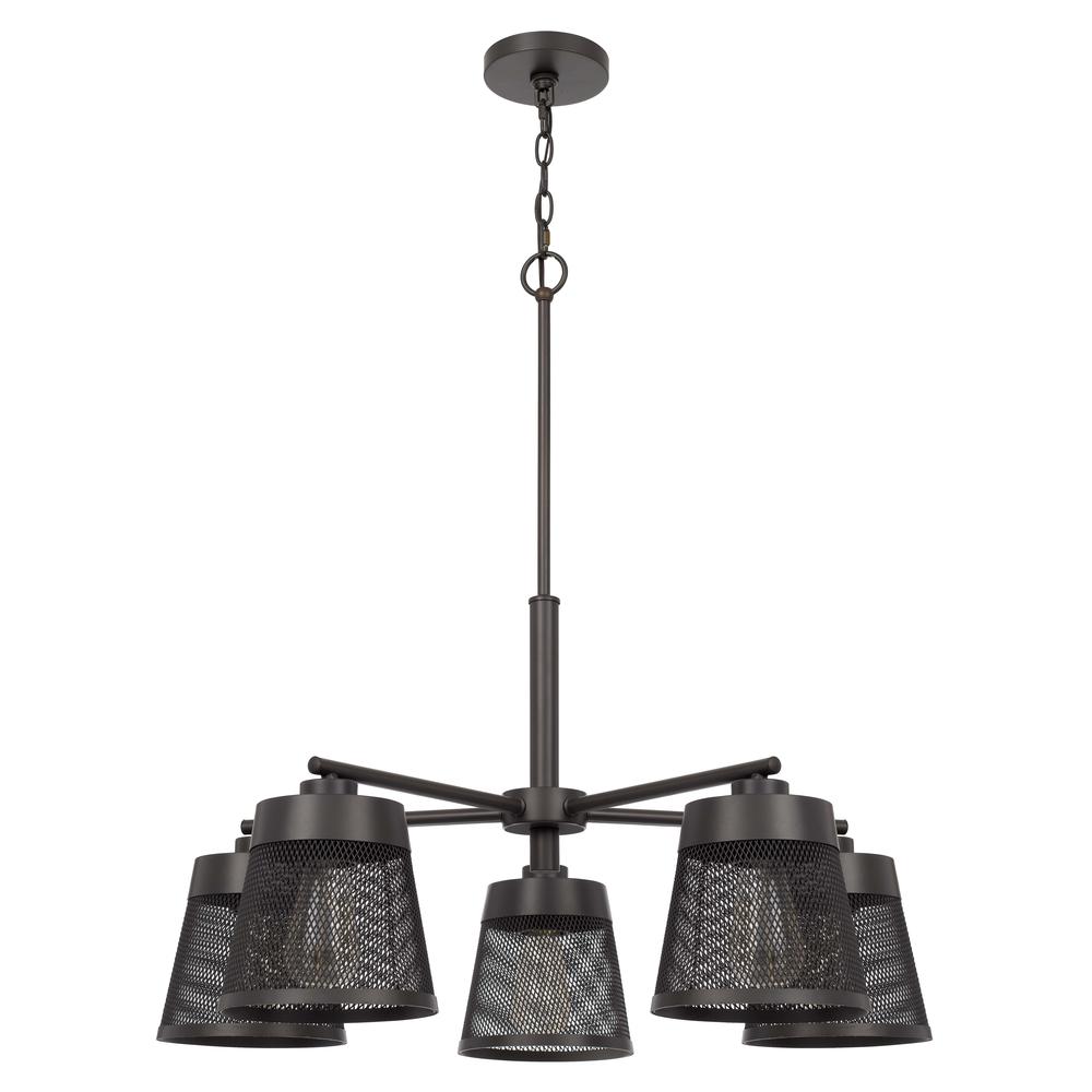 60W X 5 Hampton Metal Chandelier With Mesh Shades. Picture 1