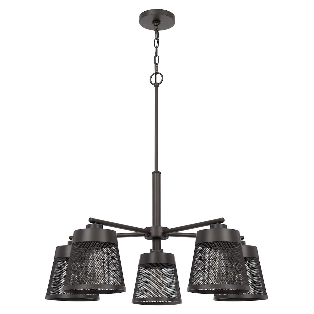 60W X 5 Hampton Metal Chandelier With Mesh Shades. Picture 1