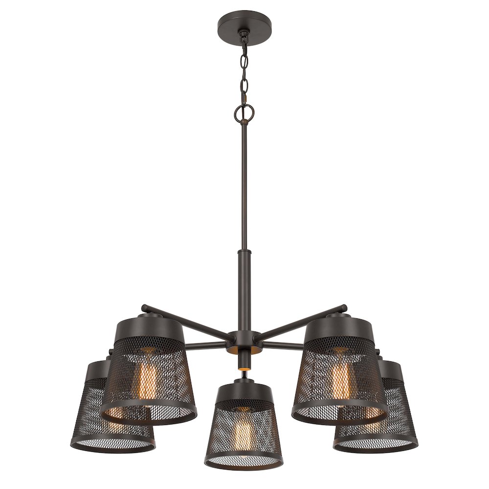 60W X 5 Hampton Metal Chandelier With Mesh Shades. Picture 4
