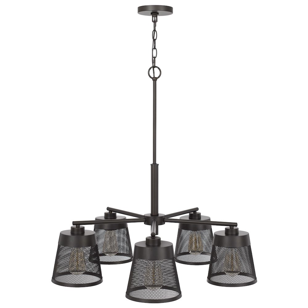 60W X 5 Hampton Metal Chandelier With Mesh Shades. Picture 5
