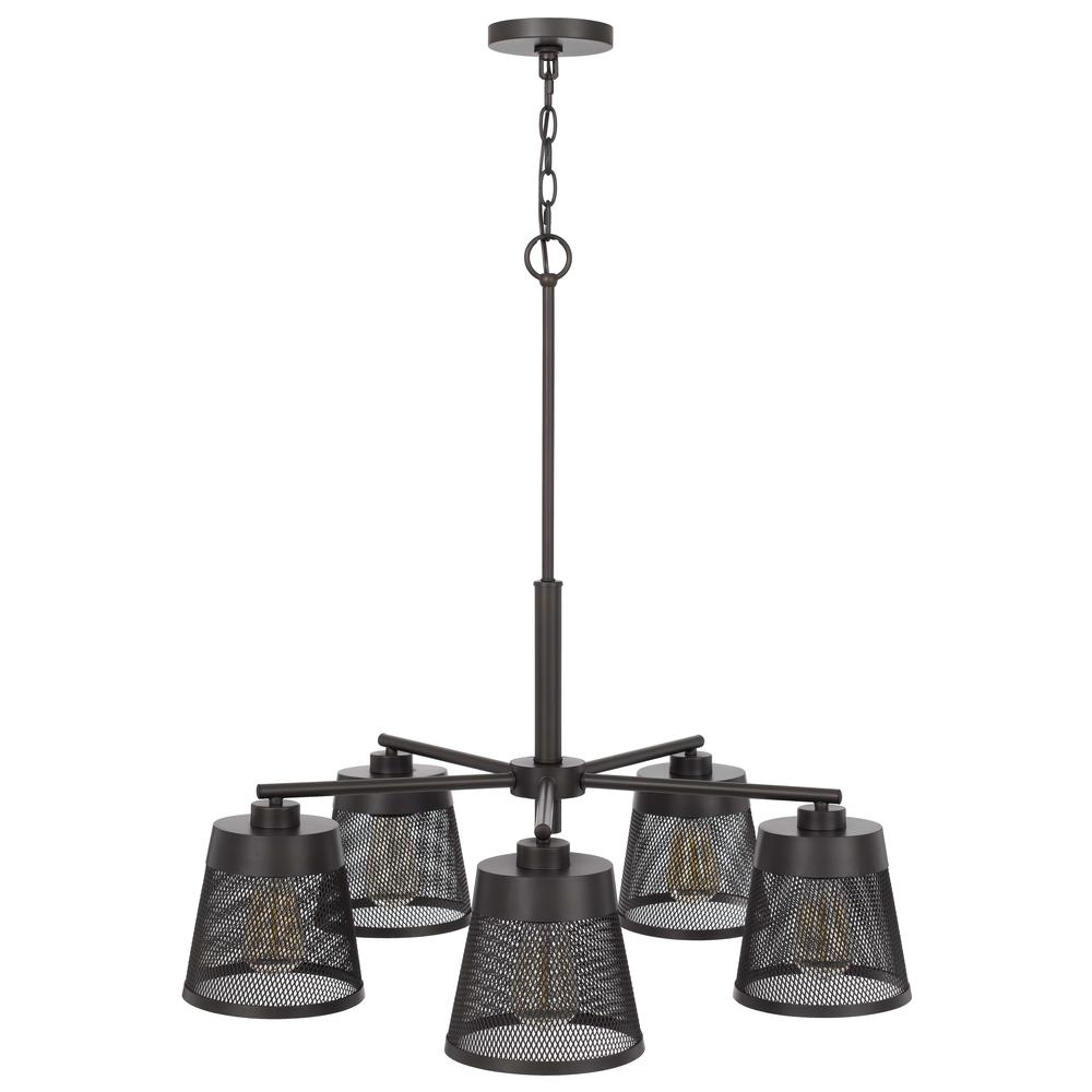 60W X 5 Hampton Metal Chandelier With Mesh Shades. Picture 2