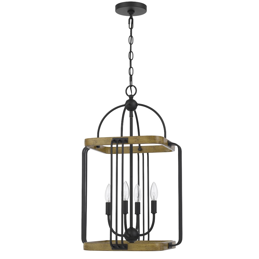 Ripon Metal Chandelier With Wood Finish. Picture 1