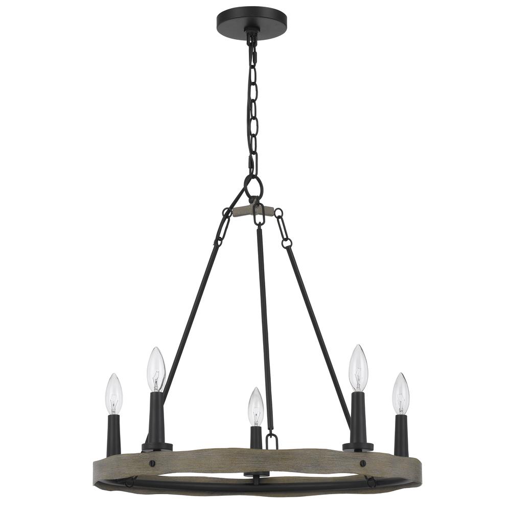 Maidstone Metal Chandelier With Wood Finish. Picture 1