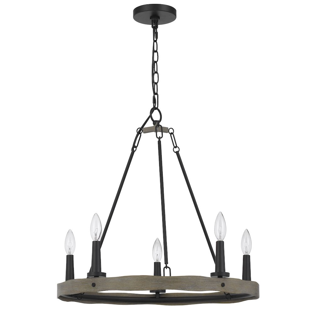 Maidstone Metal Chandelier With Wood Finish. Picture 1