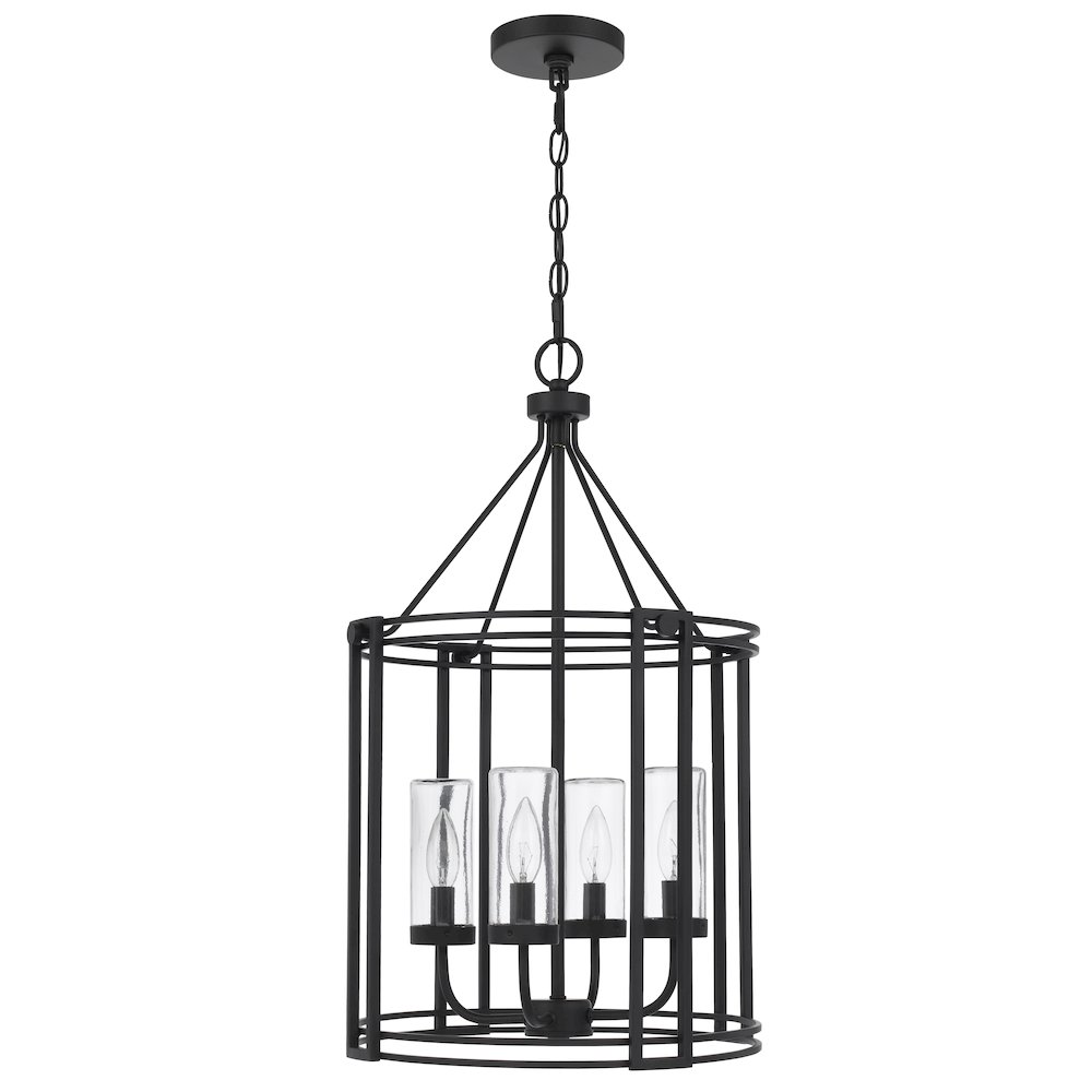 Luton Cage Metal Chandelier With Glass Shades. Picture 1