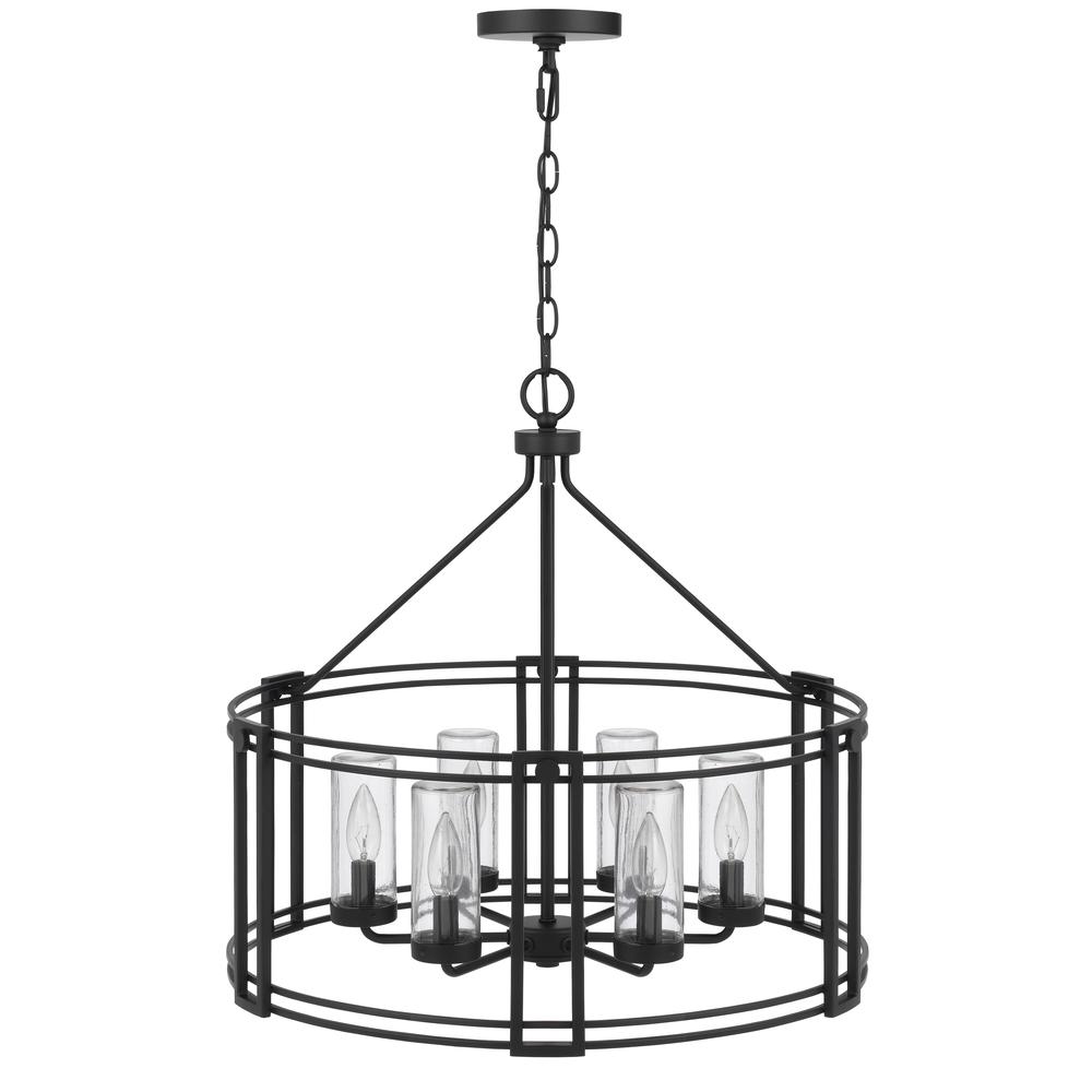 Luton Cage Metal Chandelier With Glass Shades. Picture 1