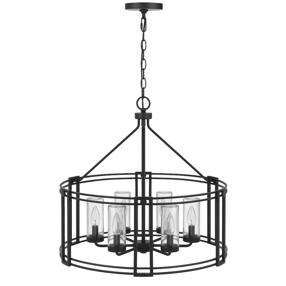 Luton Cage Metal Chandelier With Glass Shades. Picture 1