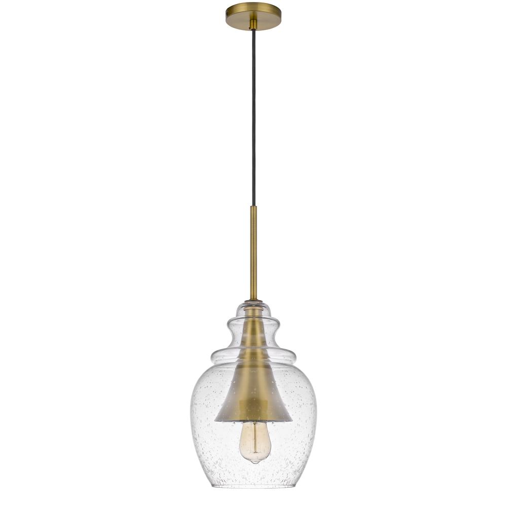 Girona Glass Drop Pendant With Metal Cone Accent. Picture 1