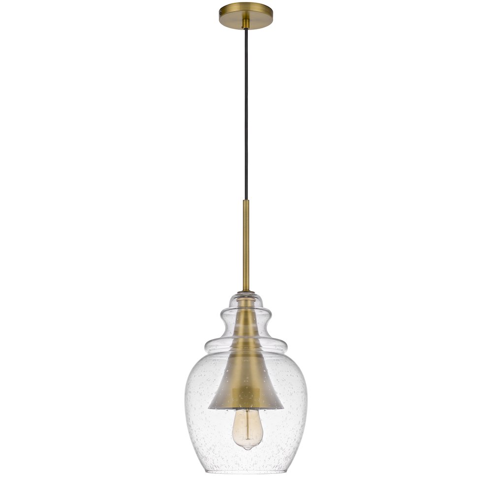 Girona Glass Drop Pendant With Metal Cone Accent. Picture 1