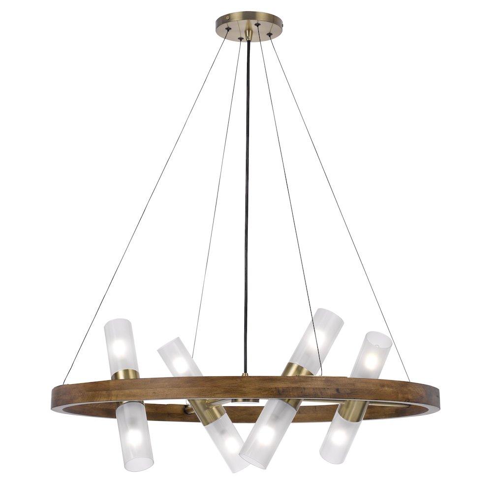 40W X 8 Hempstead Birch Wood Cylinder Chandelier. Picture 1