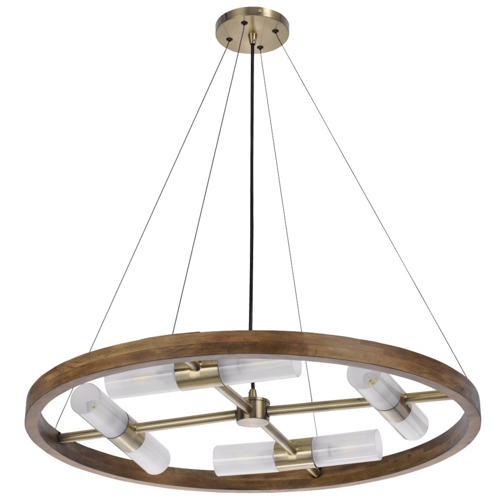 40W X 8 Hempstead Birch Wood Cylinder Chandelier. Picture 2