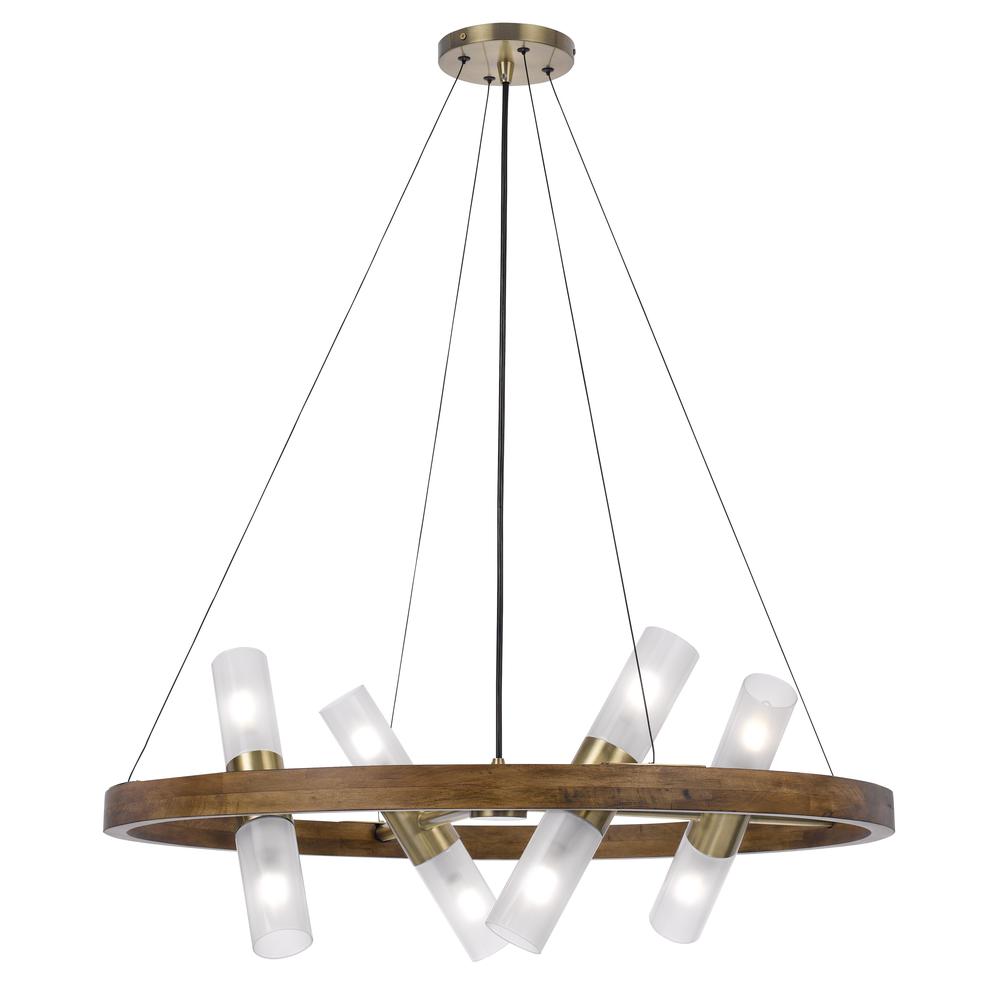 40W X 8 Hempstead Birch Wood Cylinder Chandelier. Picture 2