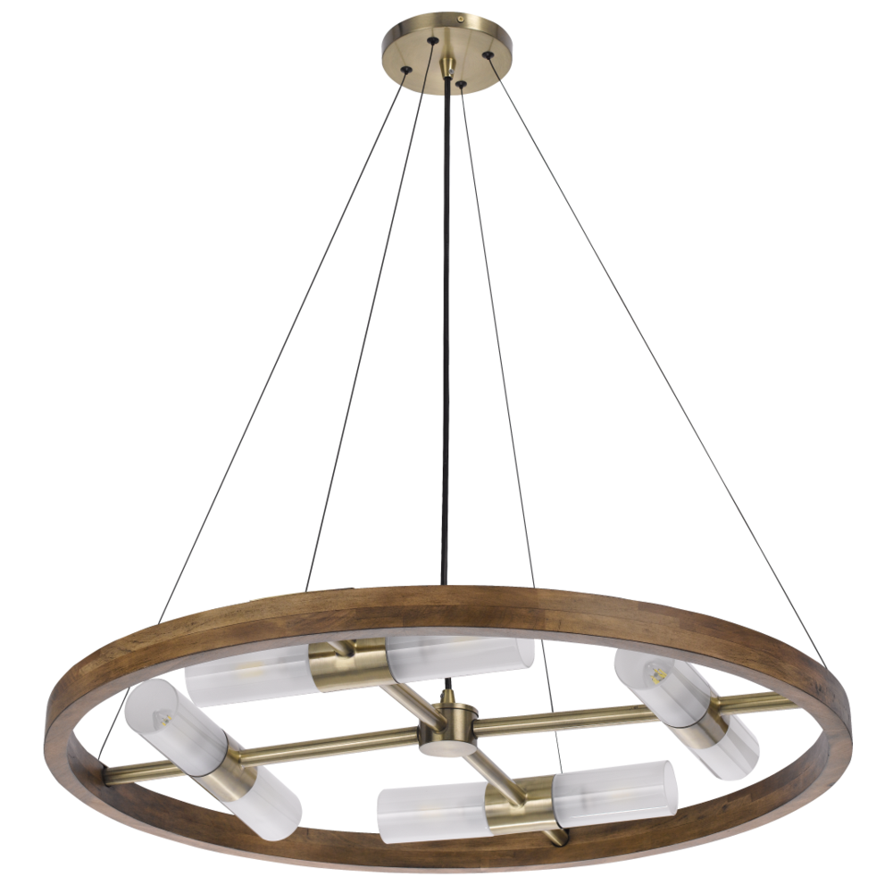 40W X 8 Hempstead Birch Wood Cylinder Chandelier. Picture 3