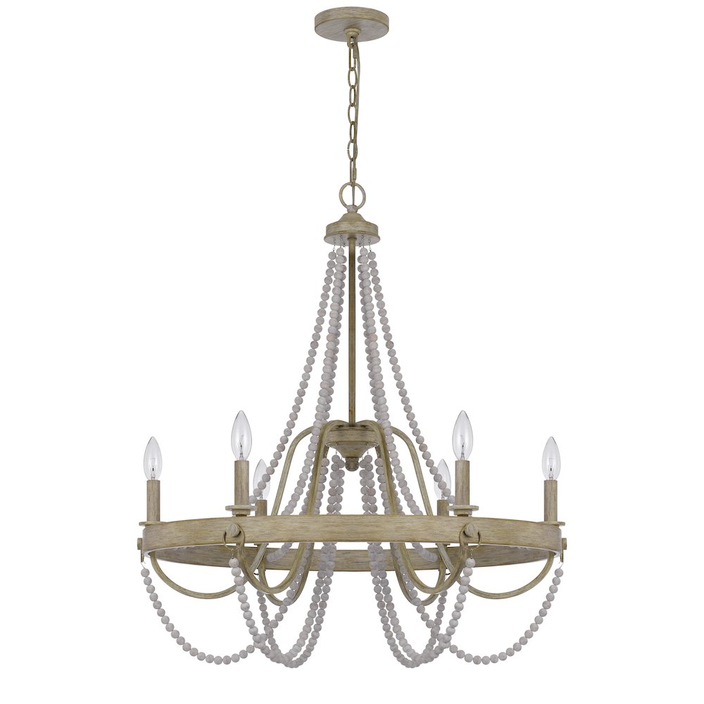 60W X 6 Macon Beaded Metal Chandelier. Picture 1