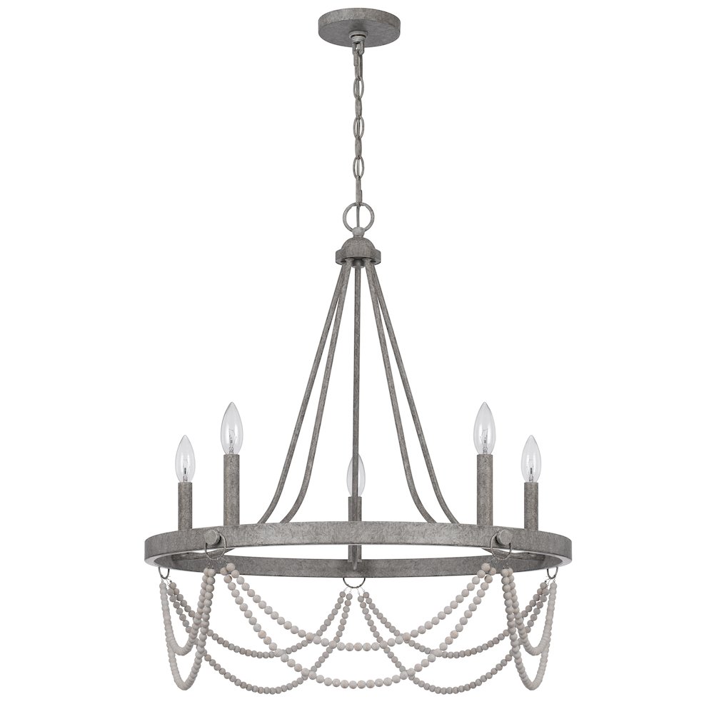 60W X 5 Anniston Beaded Metal Chandelier. Picture 1