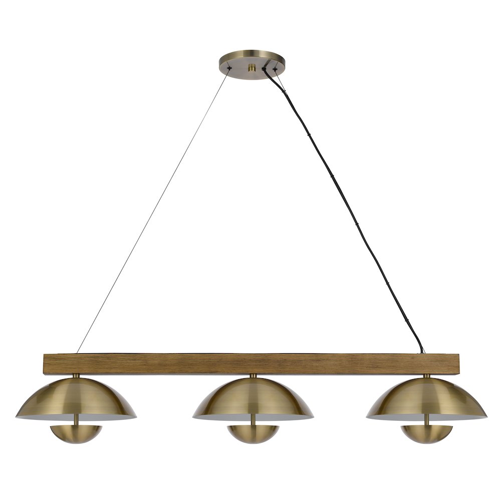 Lakeland 15W X 3 Intergrated Dimmable Led Metal / Birch Wood Island Chandelier. Picture 1