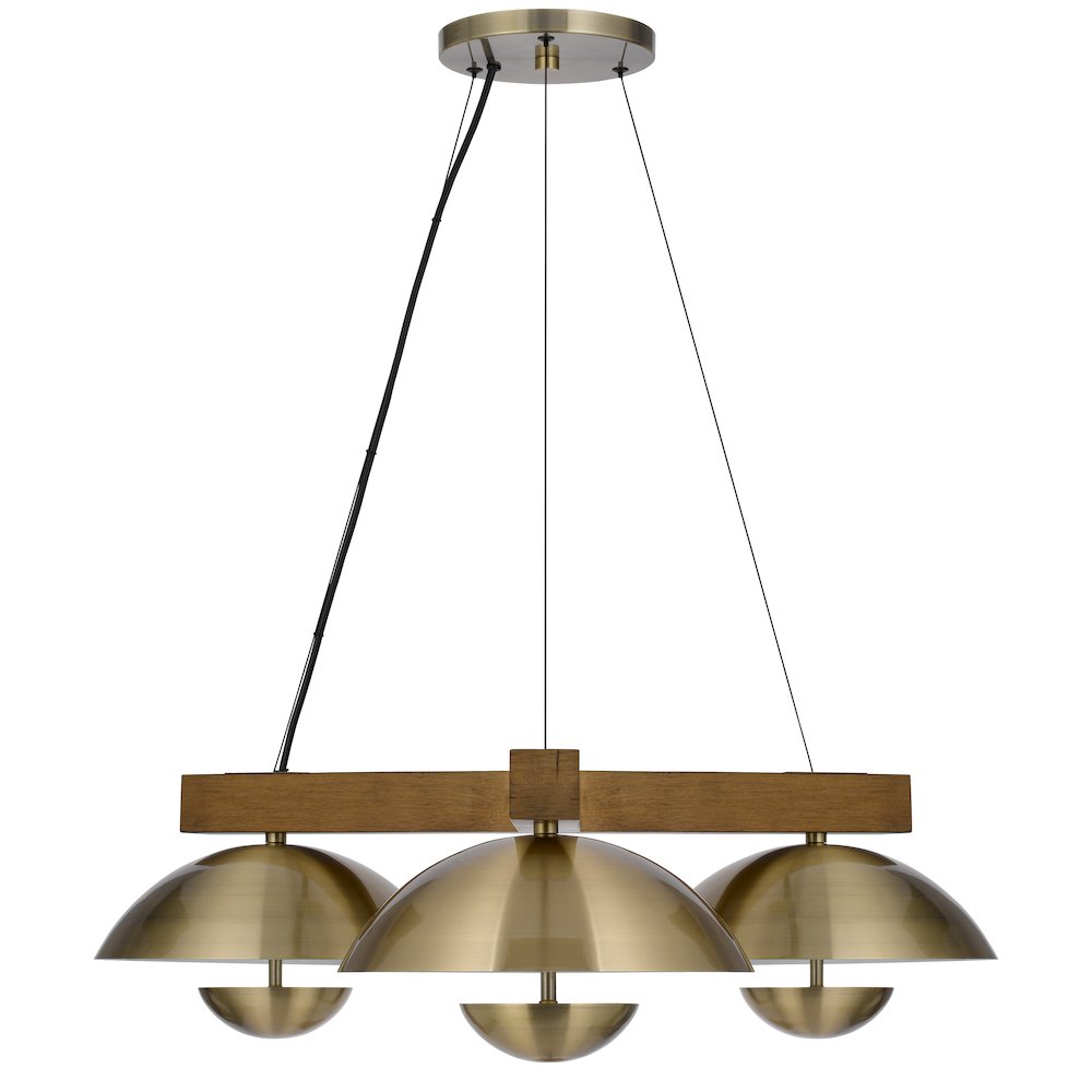 Lakeland 15W X 3 Intergrated Dimmable Led Metal / Birch Wood Pendant Light. Picture 1