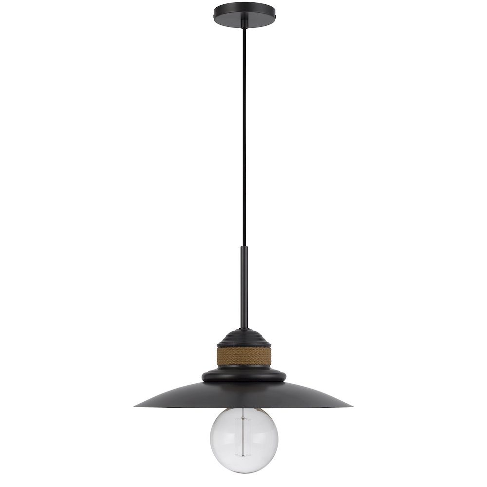 60W Mineola Metal Mini Pendant With Burlap Design. Picture 1