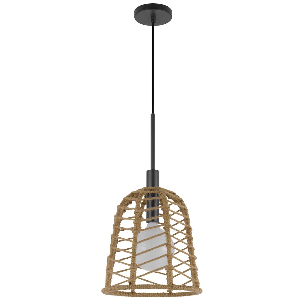 Parkton 60W Metal Pendant With Burlap Roped Shade. Picture 1