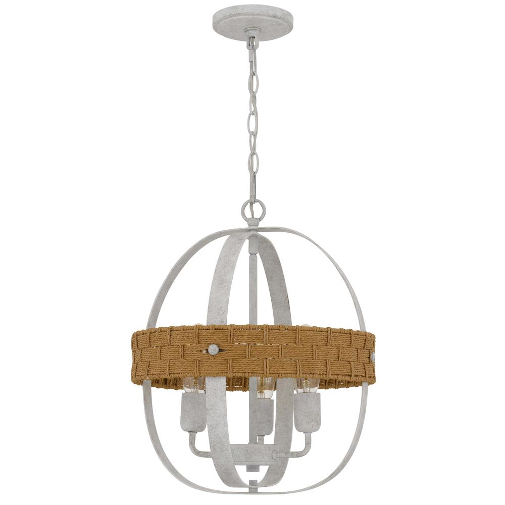 60W X 3 Barton Metal Chandelier With Rattan Design. Picture 1