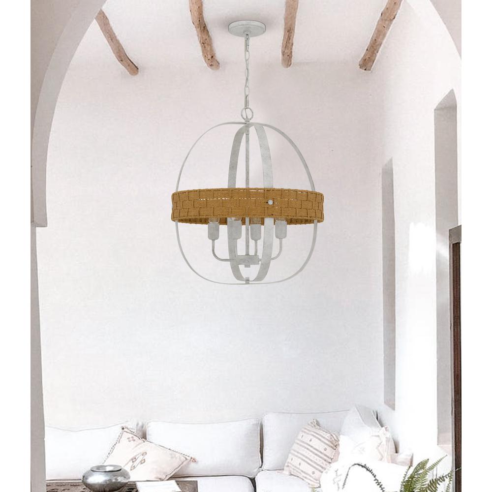 60W X 4 Barton Metal Chandelier With Rattan Design. Picture 4