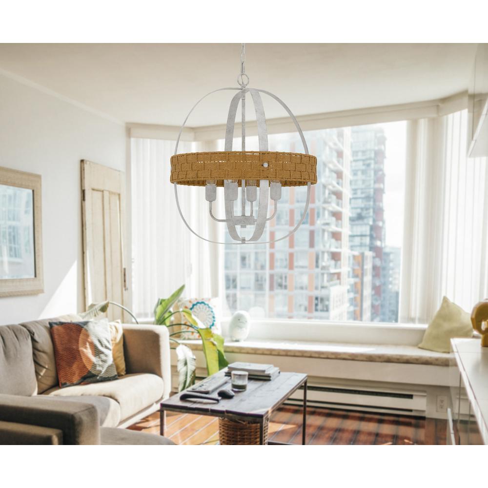 60W X 4 Barton Metal Chandelier With Rattan Design. Picture 5