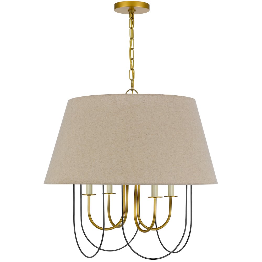 60W x 4 Eupora metal chandelier with burlap shade. Picture 5