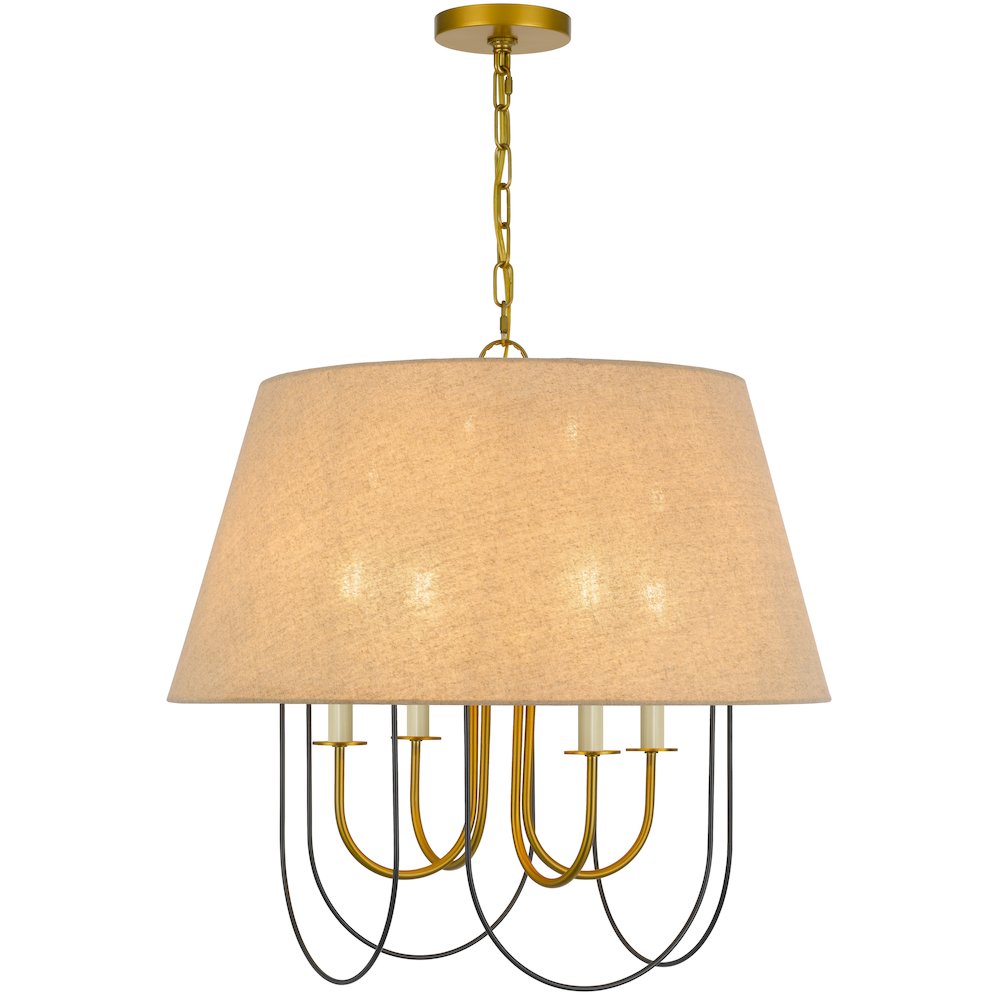 60W x 4 Eupora metal chandelier with burlap shade. Picture 1