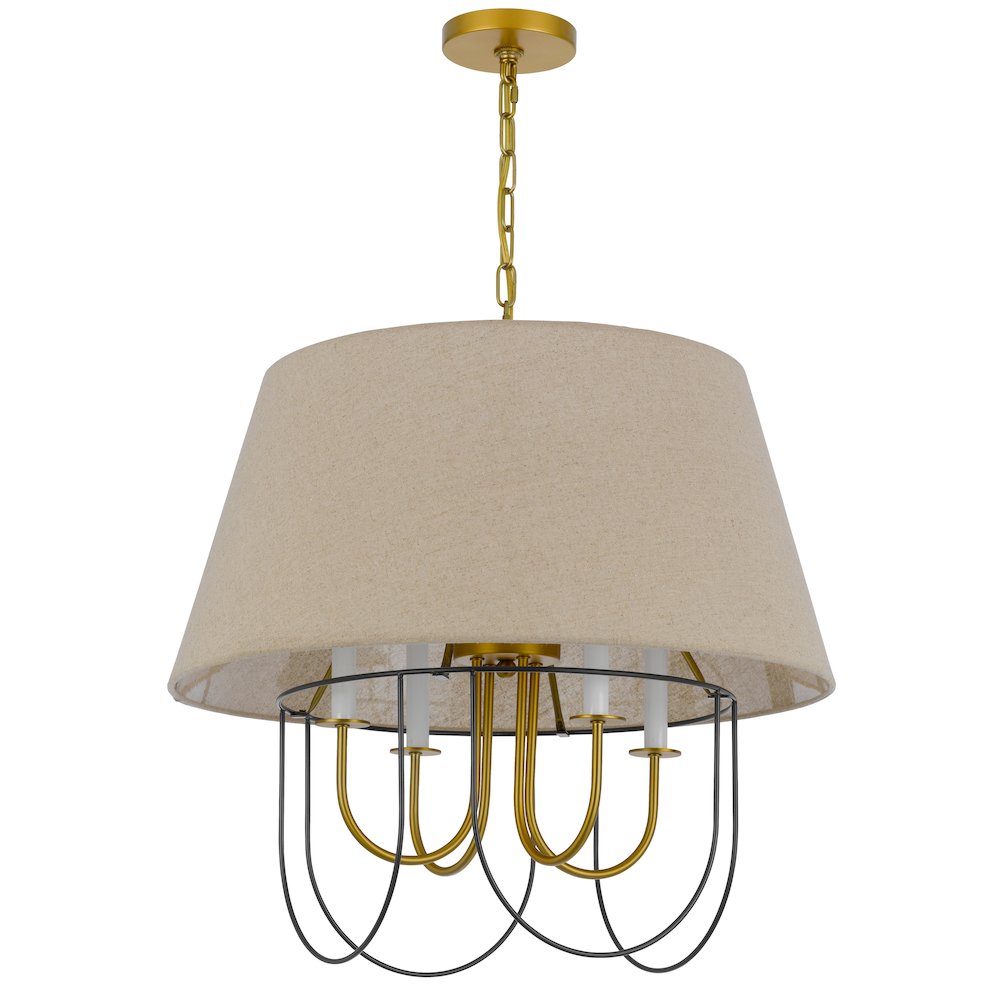 60W x 4 Eupora metal chandelier with burlap shade. Picture 2