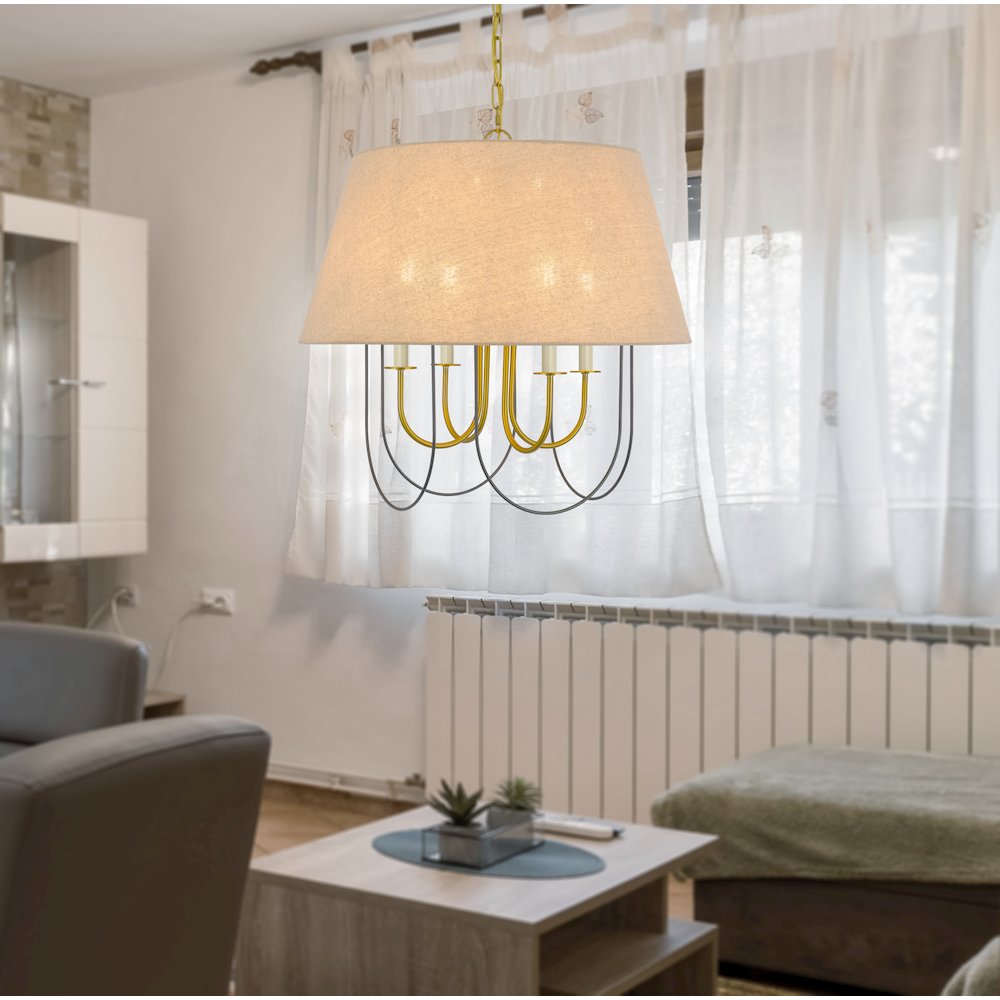 60W x 4 Eupora metal chandelier with burlap shade. Picture 3