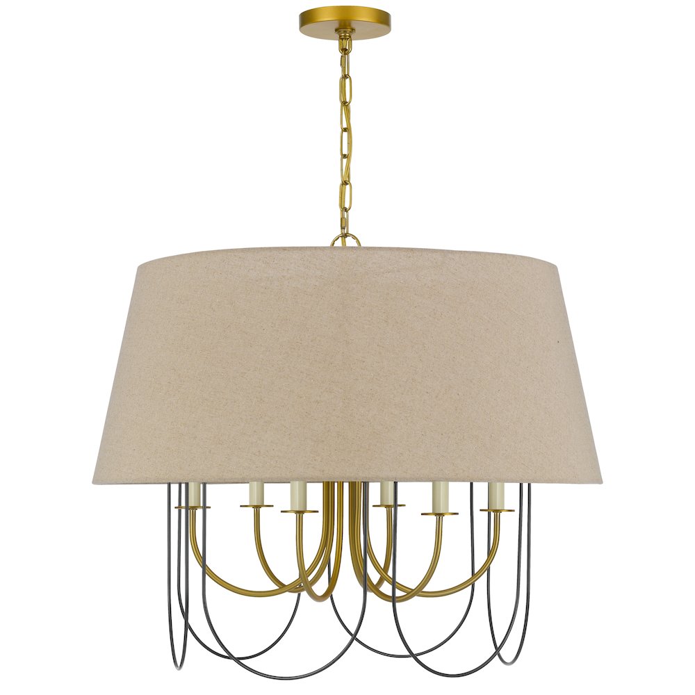 60W x 6 Eupora metal chandelier with burlap shade. Picture 5