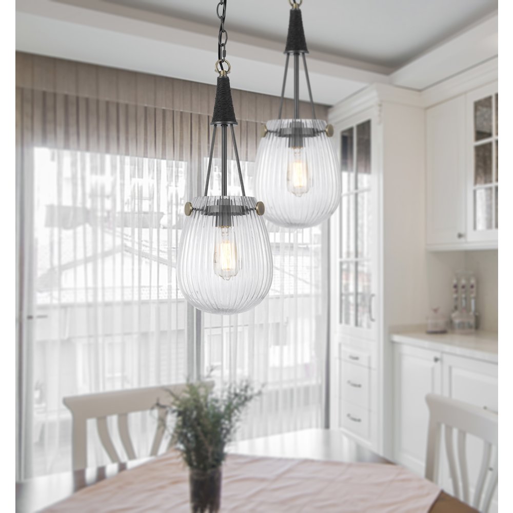 60W Cordoba two tone glass Pendant with chain. Picture 4