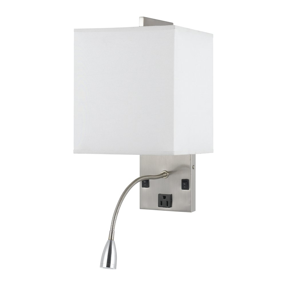 60W Metal Wall Lamp With Rocker Switch And 1W Led Gooseneck Reading Light. Picture 1