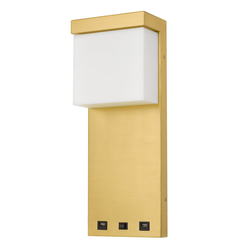 Getafe Metal Led Bedside Wall Sconce With Rocker Switch And 2 Usb Charging Ports. Picture 1