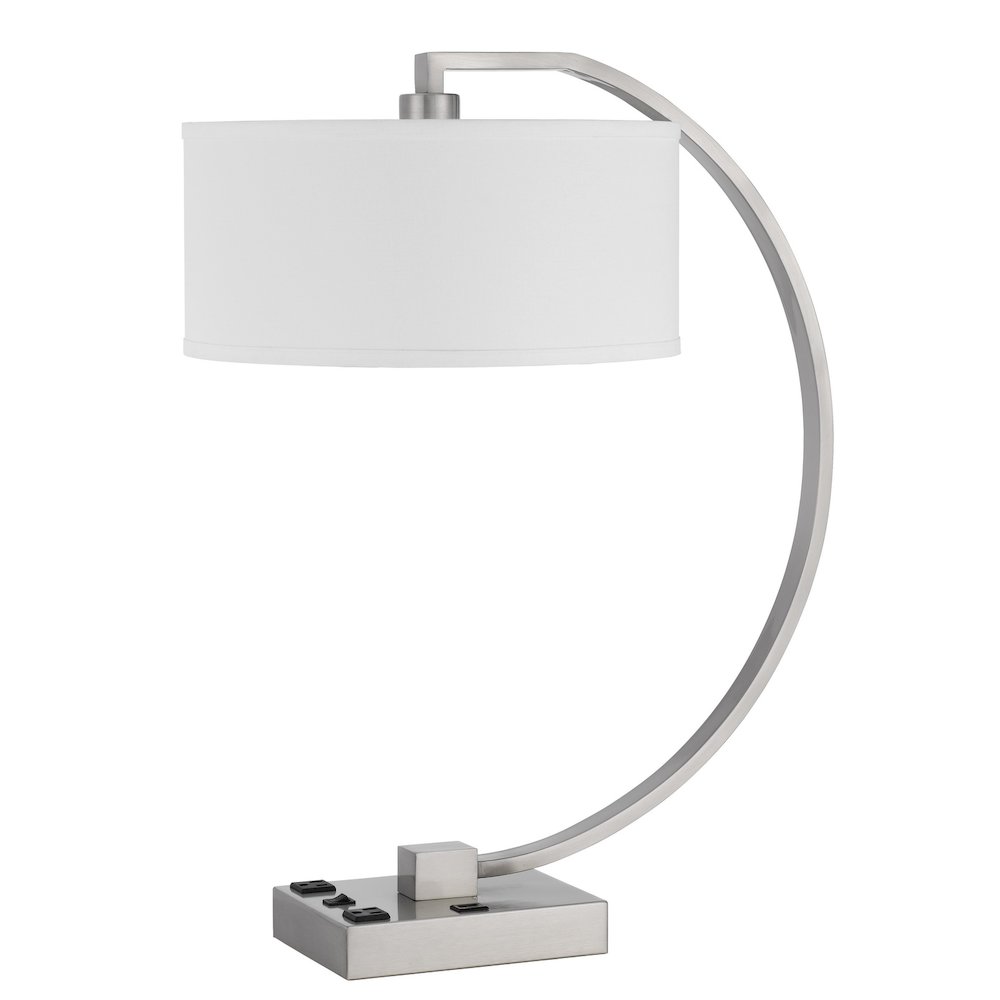 Belfort Metal Desk Lamp With 2 Power Outlets And 1 Usb Charging Port. Picture 1