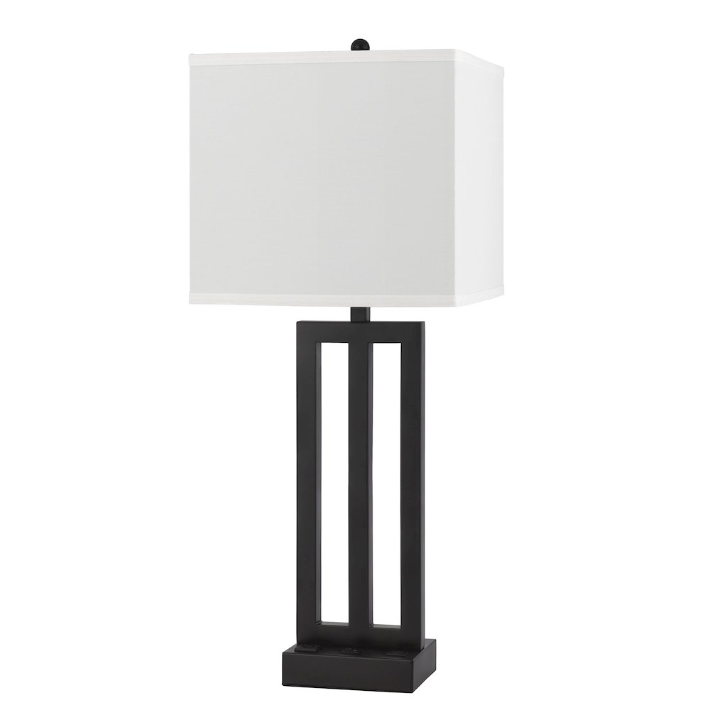 Cachan Metal Night Stand Lamp With One Power Outlets And 1 Usb Charging Port. Picture 1