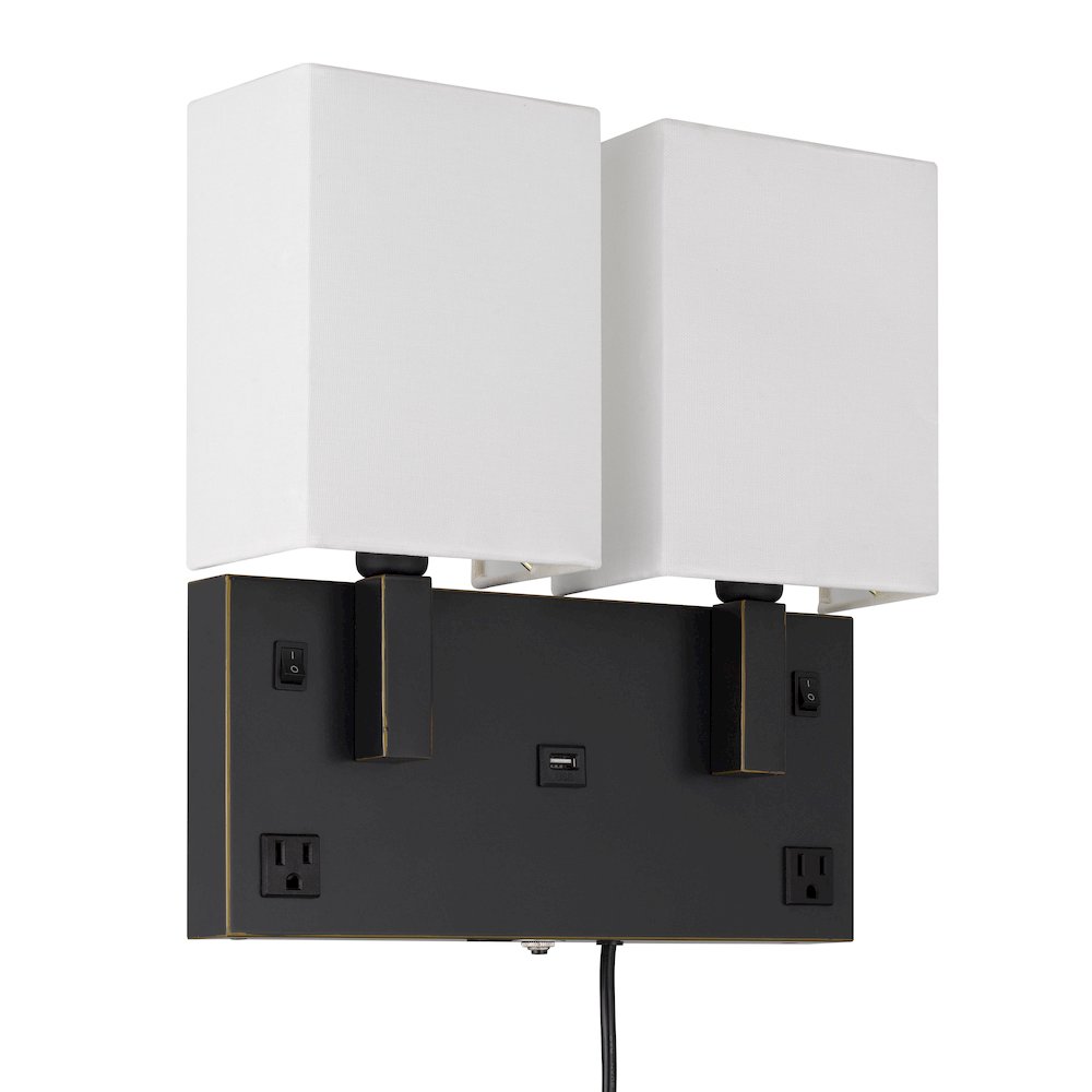40W X 2 Oberlin Wall Lamp With 2 Power Outlets And 1 Usb Charging Port. Picture 5